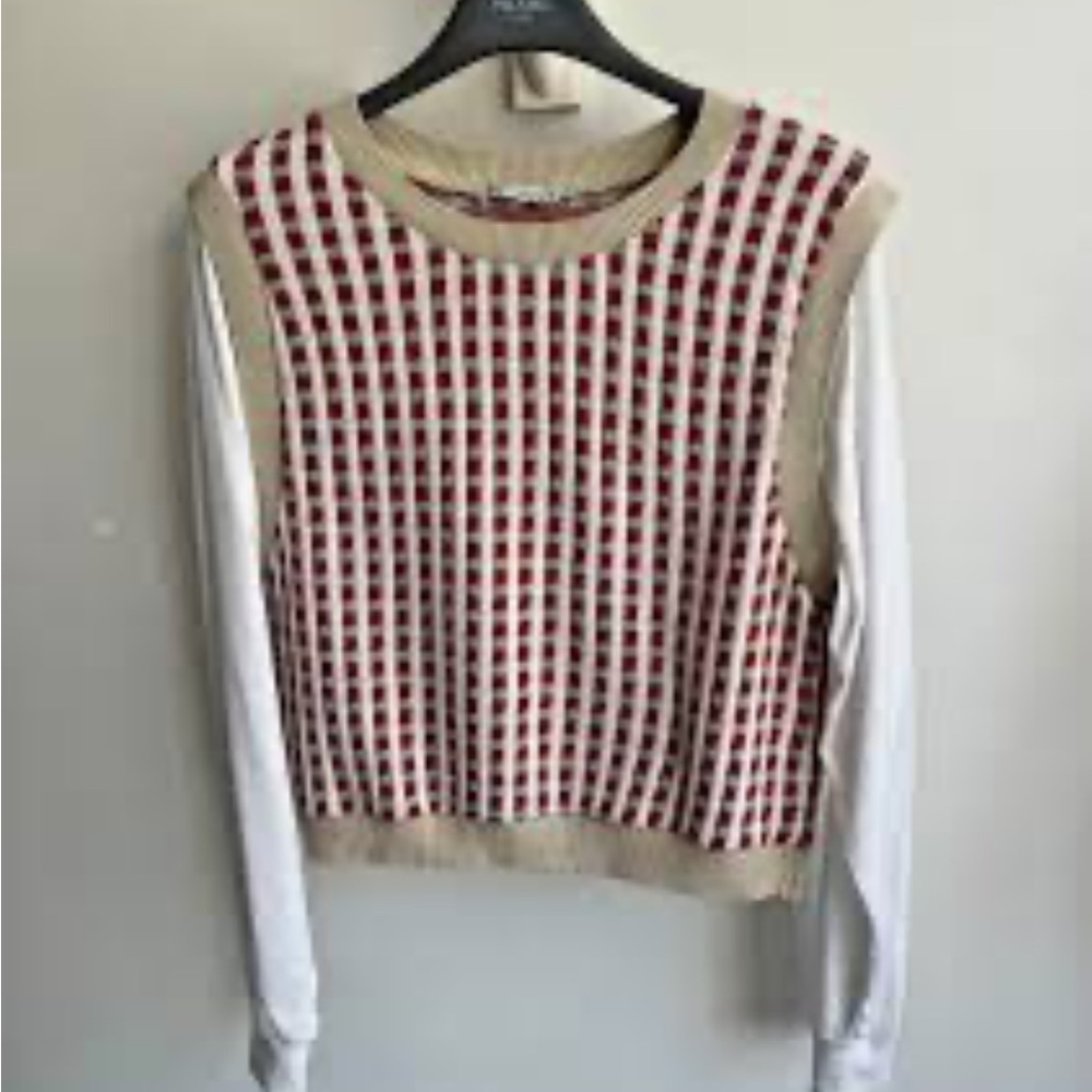 Zara Women's Sweater Vest with Attached Long Sleeves Pullover Top- EUC-Sz M​ - Picture 9 of 13